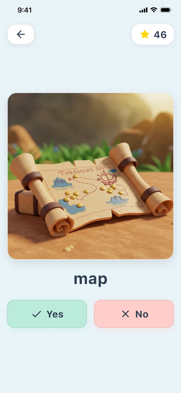 Yes or No vocabulary game showing a bee