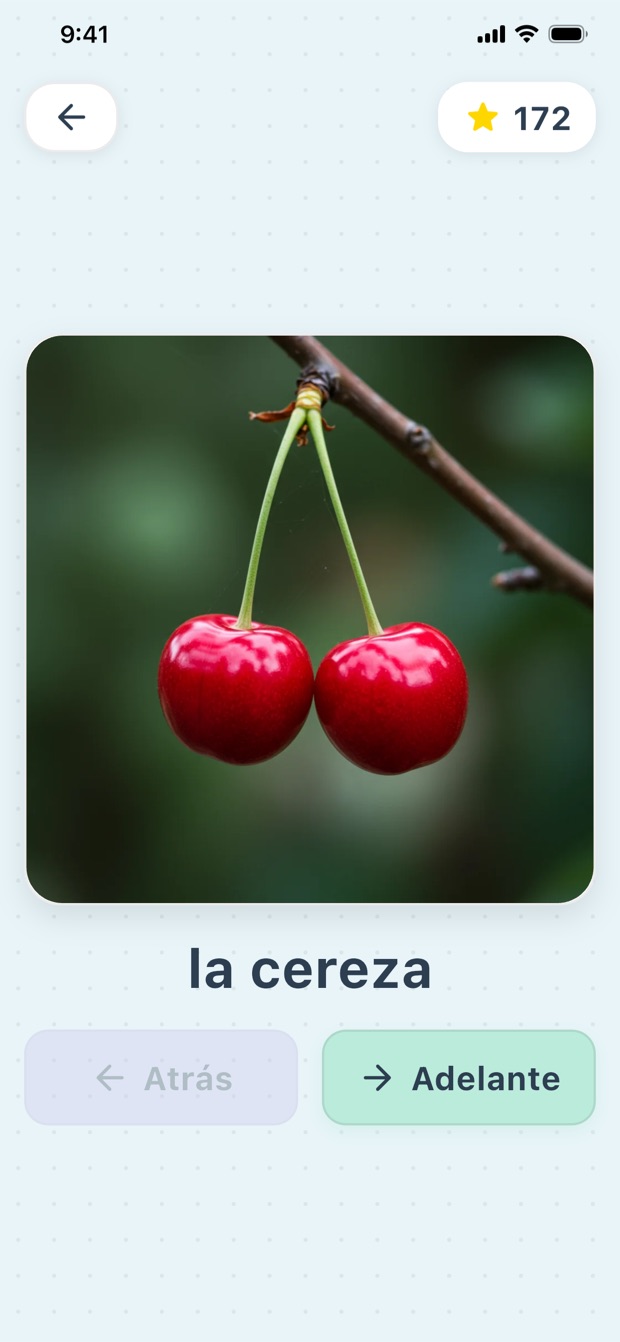 Juego «Aprende palabras» con la palabra «cocina»
