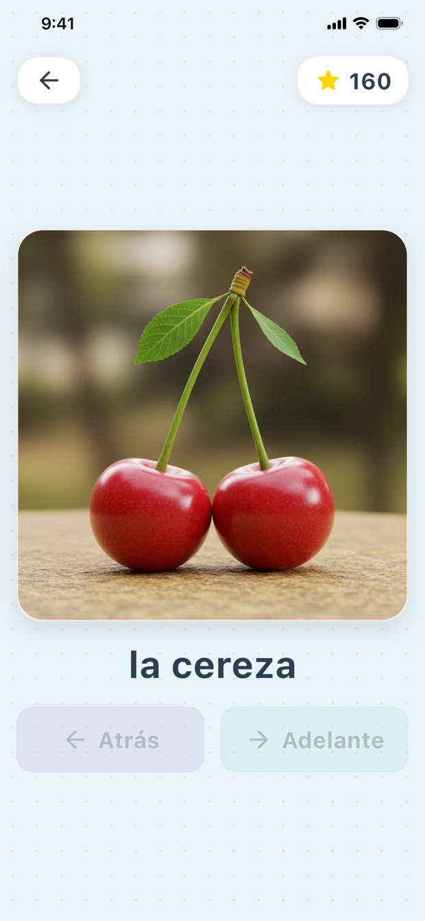 Juego «Aprende palabras» con la palabra «cocina»