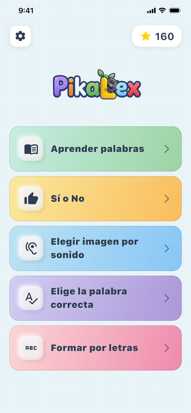 Menú principal de PikaLex