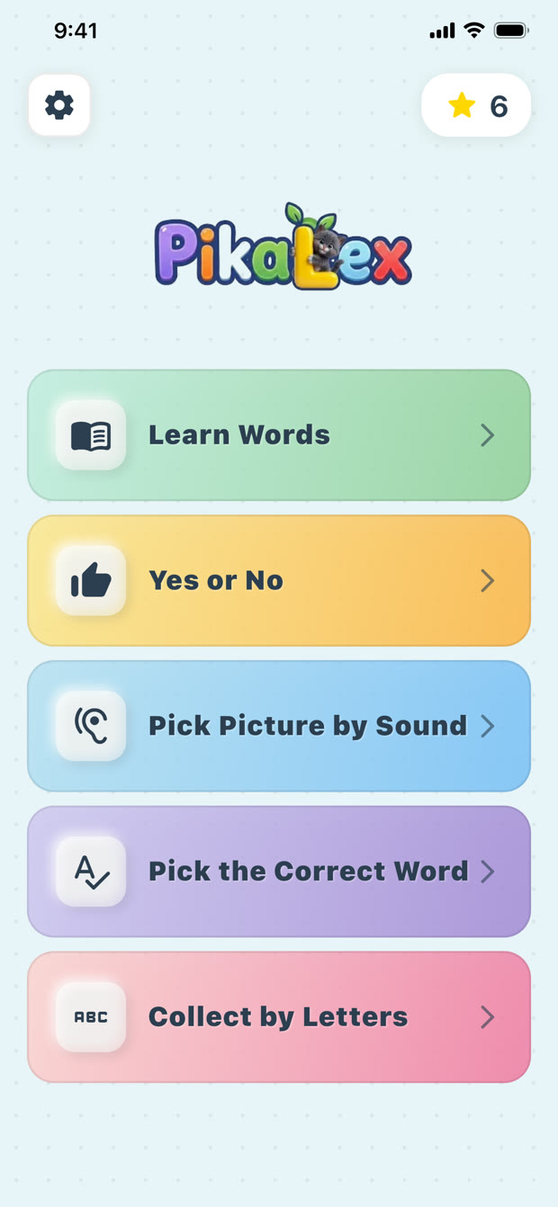 PikaLex main menu