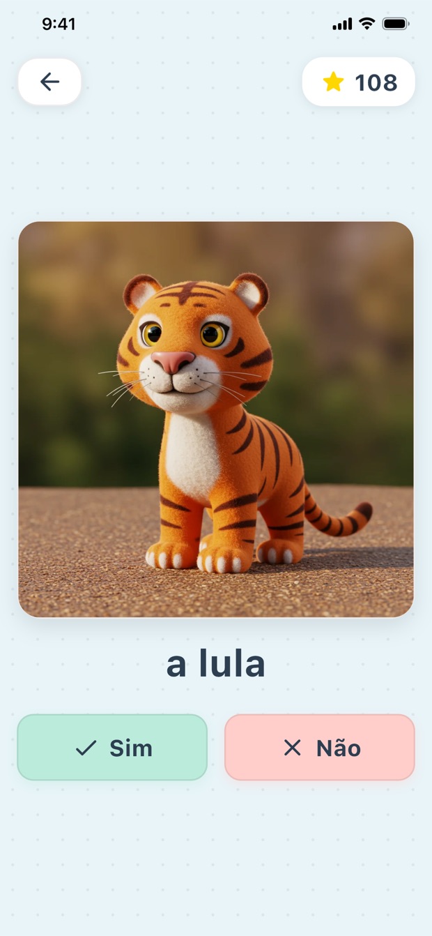 Jogo de vocabulário “Sim ou não” com uma abelha